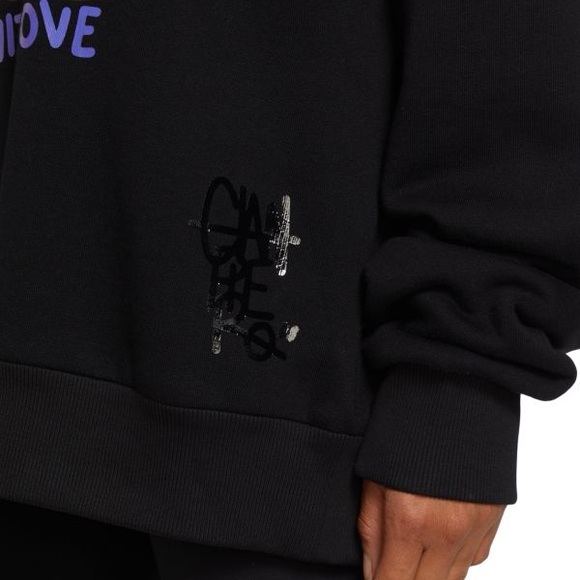 NWT Dolce & Gabbana Black Graphic Logo Hooded Sweatshirt, Women’s Oversized Fit - Picture 5 of 8